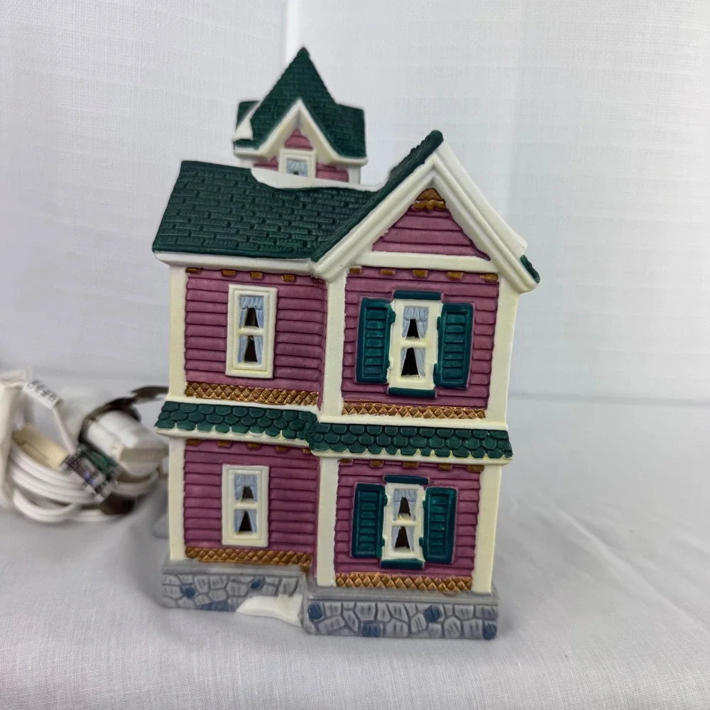 Holiday Living Collectible Porcelain Lighted House Pink Victorian Christmas Home